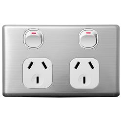 Voltex Classic Stainless Steel Cover Plate for Horizontal/Vertical Double Power Outlet
