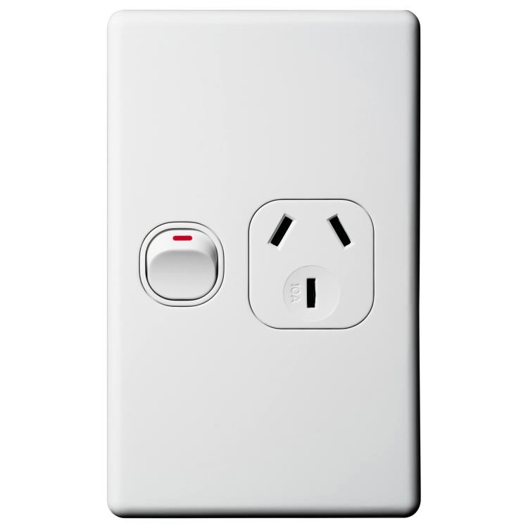 Voltex Classic Vertical Single Power Outlet 250V 10A with Safety Shutters