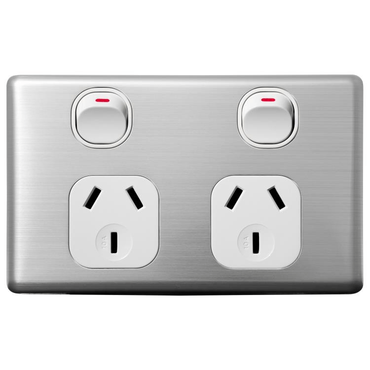 Voltex Classic Stainless Steel Cover Plate for Horizontal/Vertical Double Power Outlet