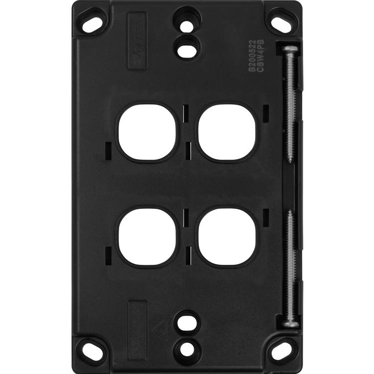 Voltex Classic Black 4 Gang Switch Plate