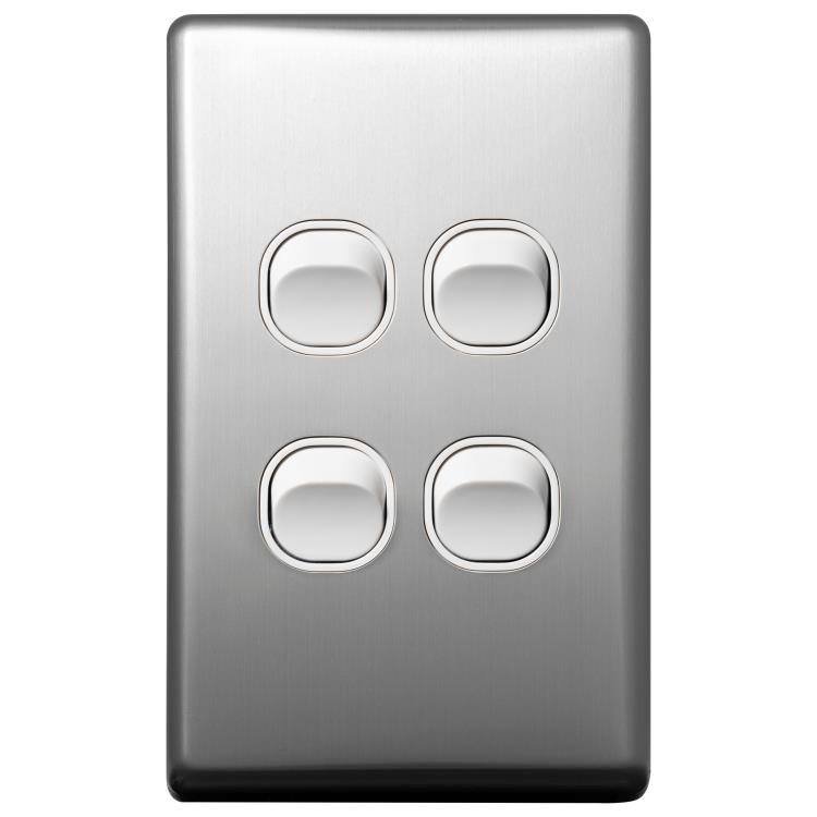 Voltex Classic Stainless Steel Cover Plate for 4 Gang Switch 