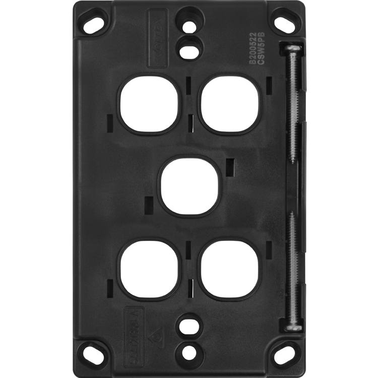 Voltex Classic Black 5 Gang Switch Plate