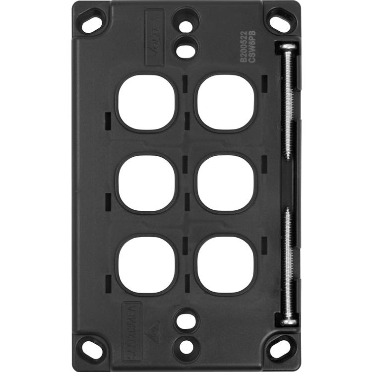Voltex Classic Black 6 Gang Switch Plate