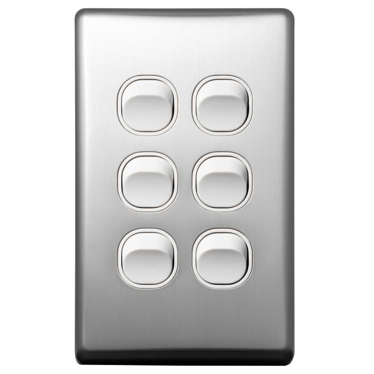 Voltex Classic Stainless Steel Cover Plate for 6 Gang Switch 