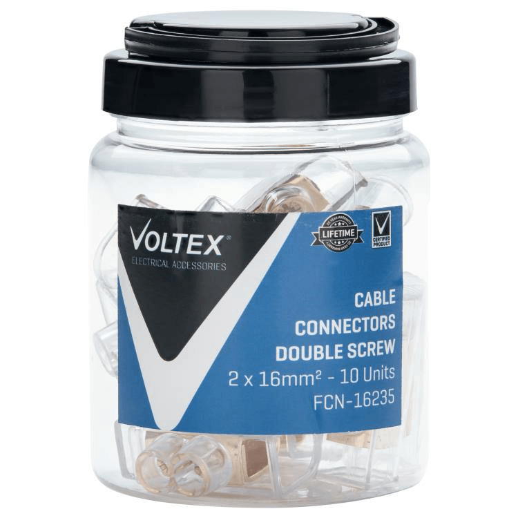 Voltex Cable Connector Double Screw 2 x 16mm - 10 Pack
