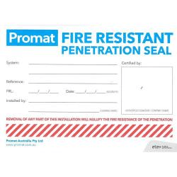 Promat Penetration Seal Compliance Sticker